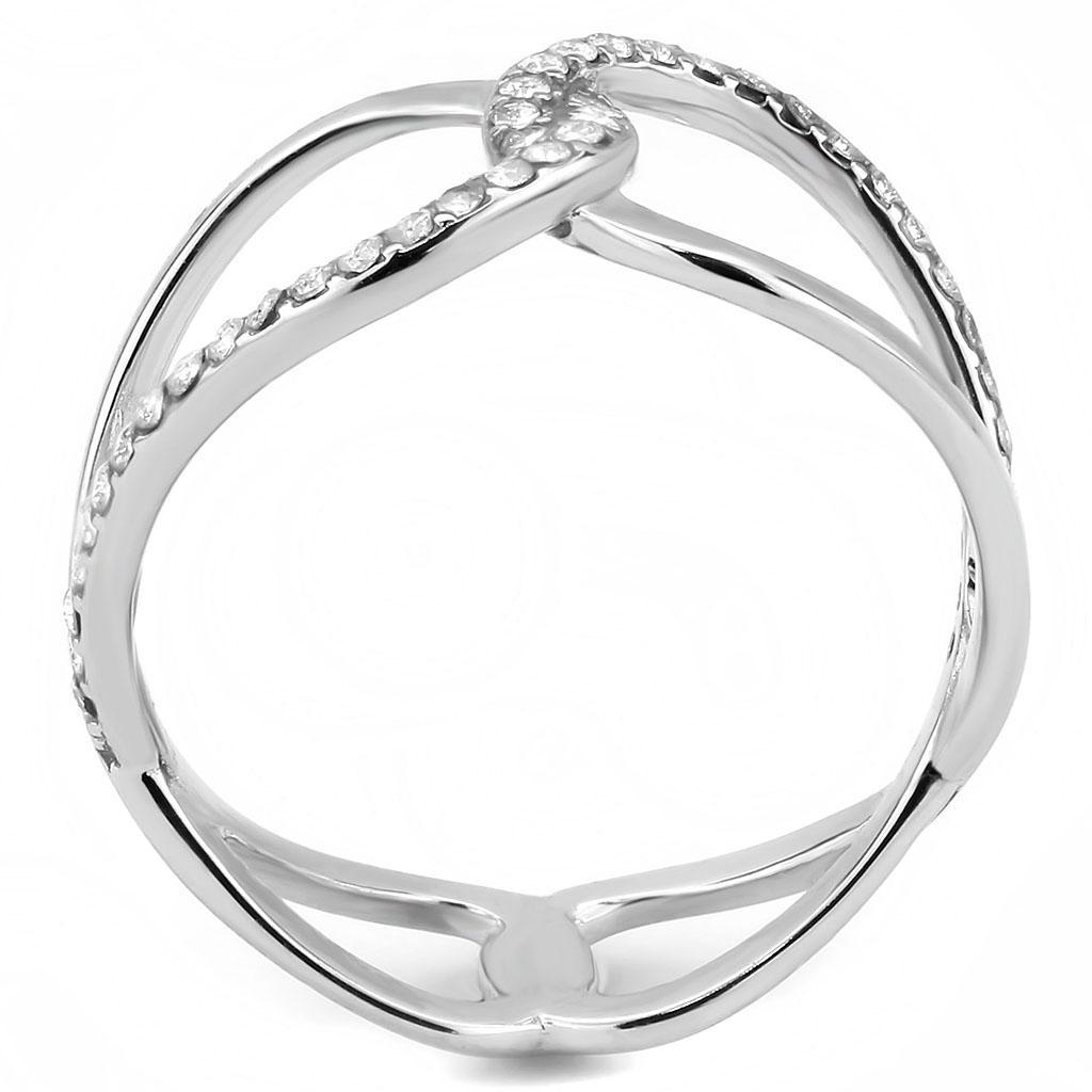 DA307 - No Plating Stainless Steel Ring with AAA Grade CZ  in Clear-2