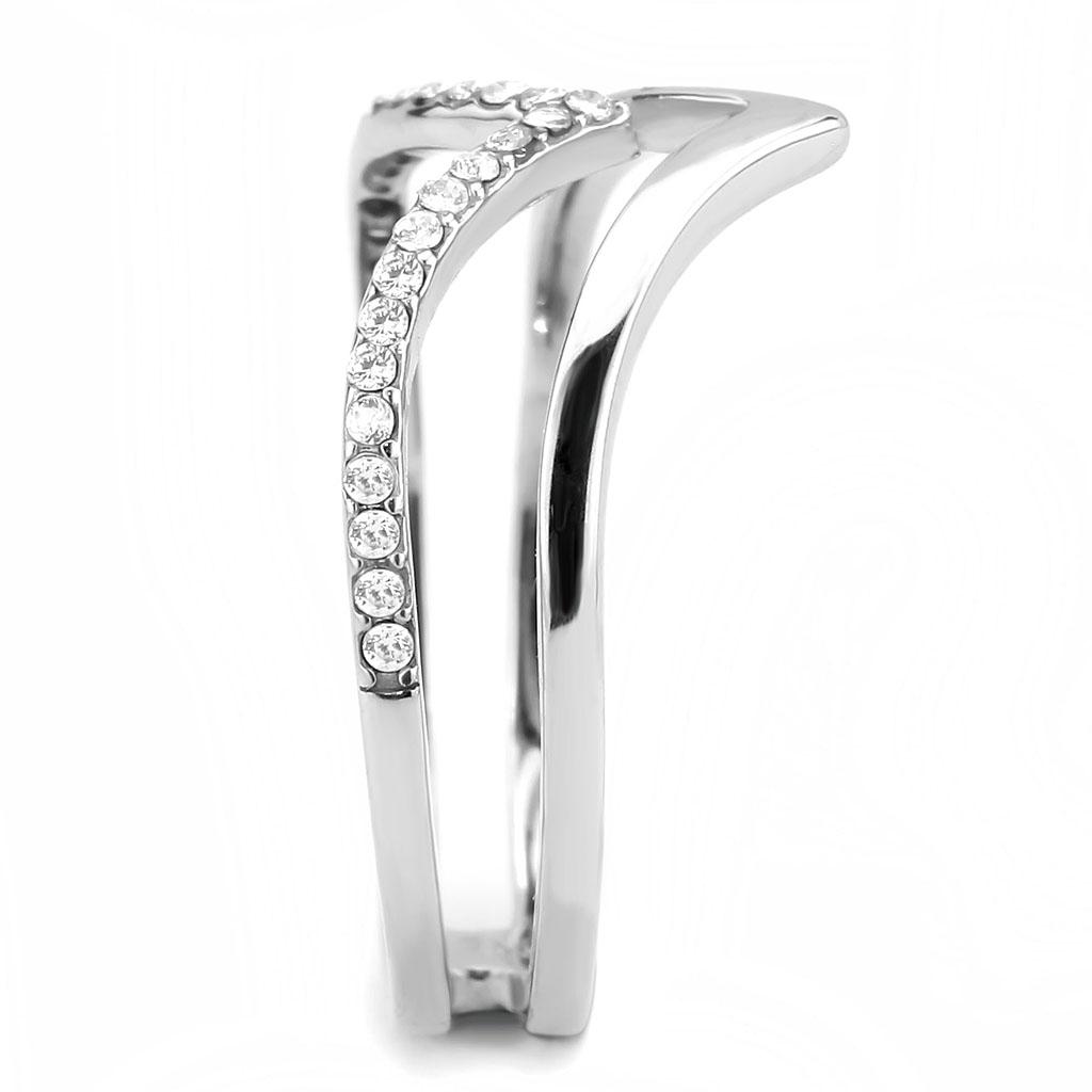 DA308 - No Plating Stainless Steel Ring with AAA Grade CZ  in Clear-3
