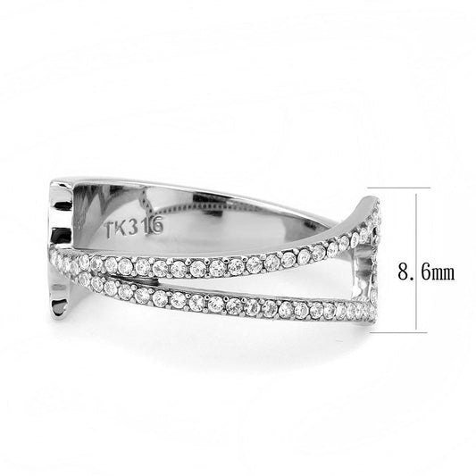 DA310 - No Plating Stainless Steel Ring with AAA Grade CZ  in Clear-1