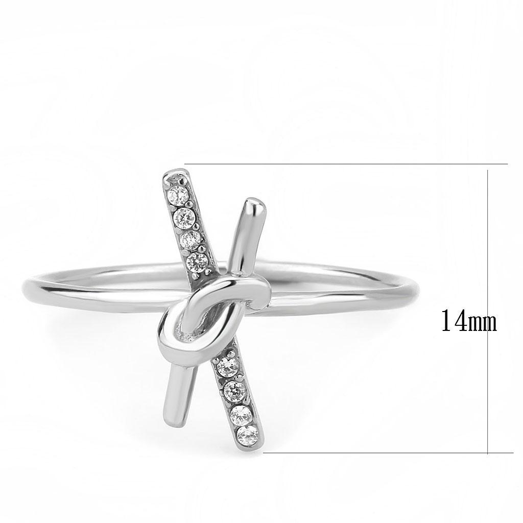 DA313 - No Plating Stainless Steel Ring with AAA Grade CZ  in Clear-1