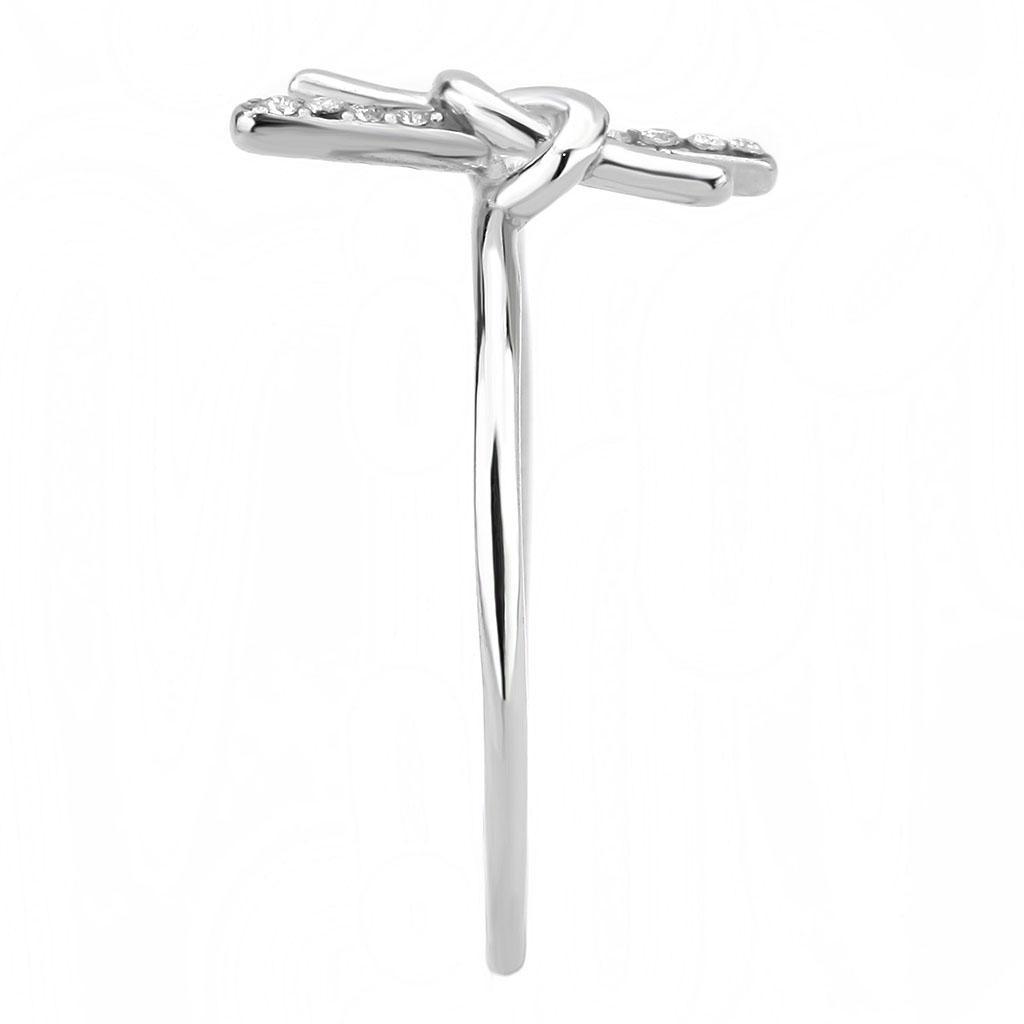 DA313 - No Plating Stainless Steel Ring with AAA Grade CZ  in Clear-3