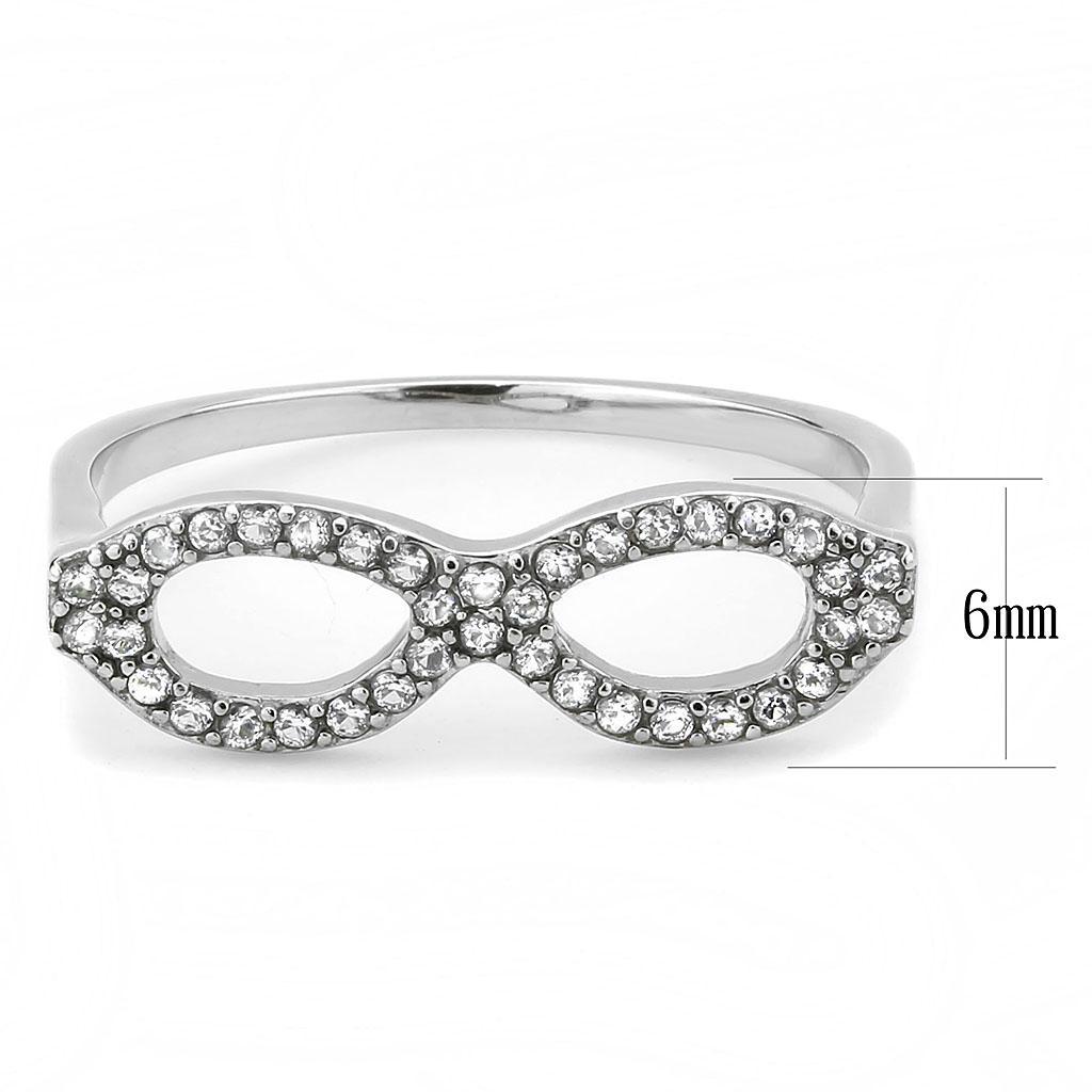 DA315 - No Plating Stainless Steel Ring with AAA Grade CZ  in Clear-1