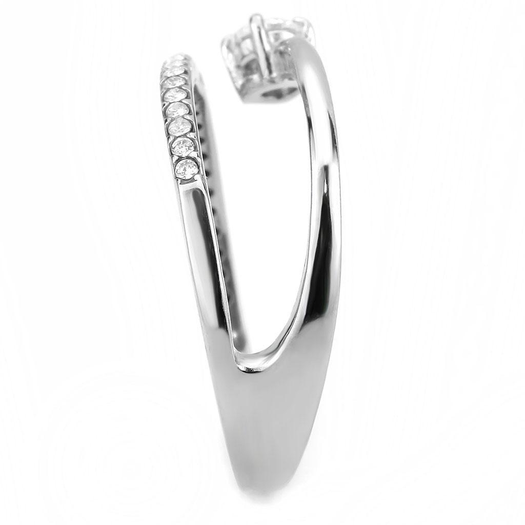 DA316 - No Plating Stainless Steel Ring with AAA Grade CZ  in Clear-3