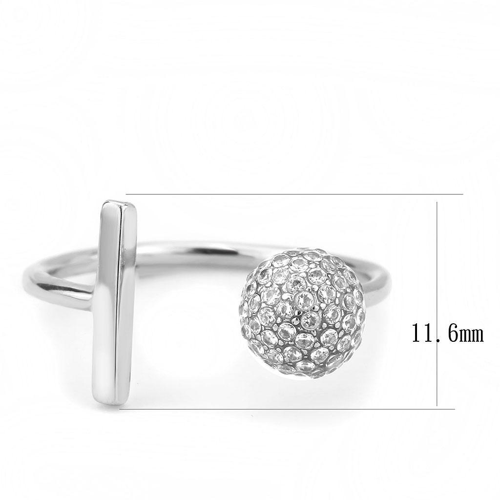 DA318 - No Plating Stainless Steel Ring with AAA Grade CZ  in Clear-1