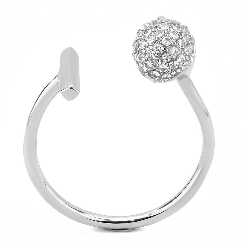 DA318 - No Plating Stainless Steel Ring with AAA Grade CZ  in Clear-2