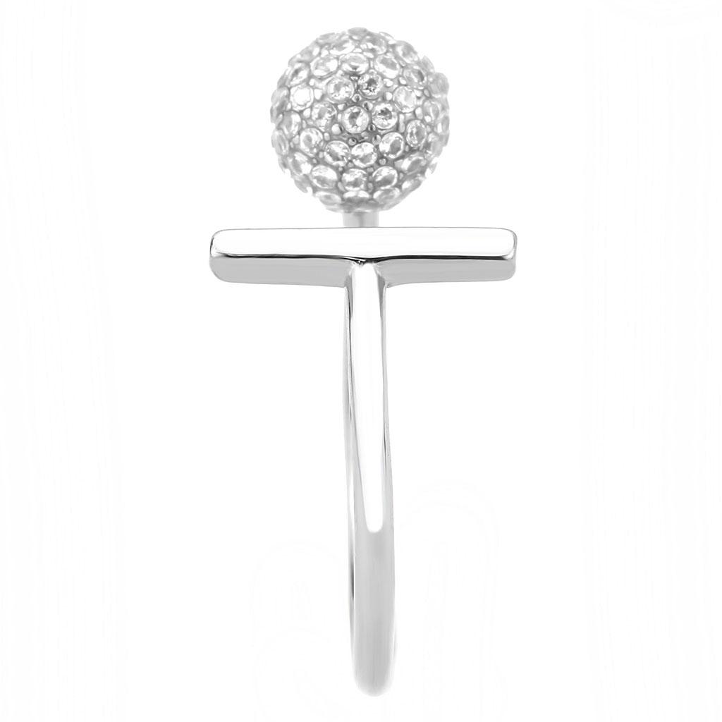 DA318 - No Plating Stainless Steel Ring with AAA Grade CZ  in Clear-3