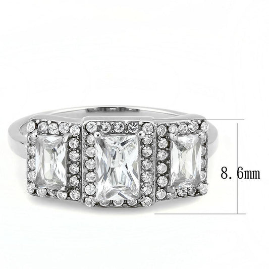 DA322 - No Plating Stainless Steel Ring with AAA Grade CZ  in Clear-1