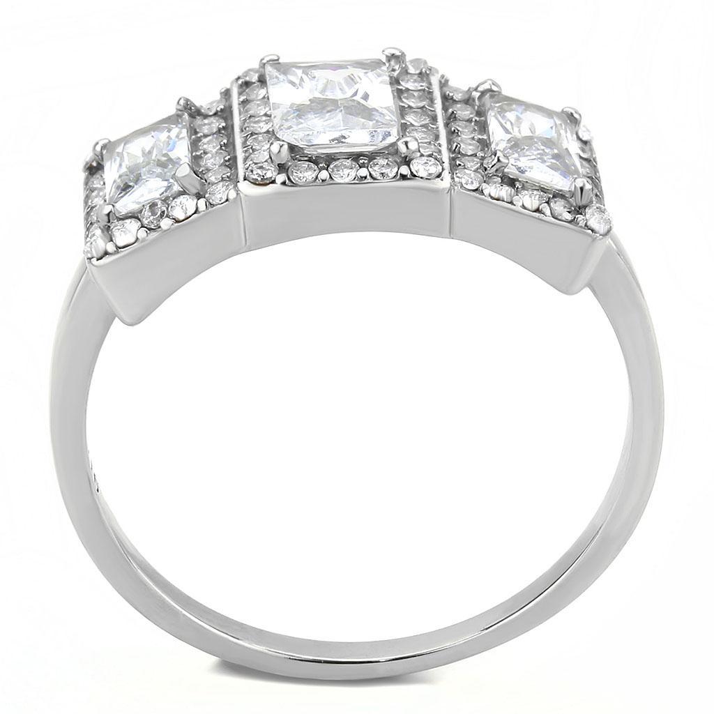 DA322 - No Plating Stainless Steel Ring with AAA Grade CZ  in Clear-2