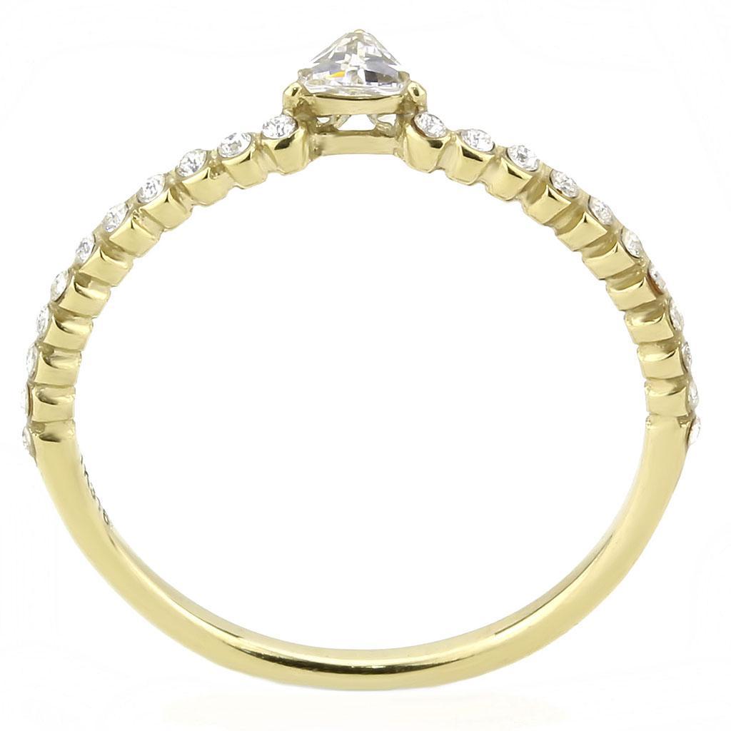 DA323 - IP Gold(Ion Plating) Stainless Steel Ring with AAA Grade CZ  in Clear-2