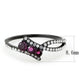 DA324 - IP Black(Ion Plating) Stainless Steel Ring with AAA Grade CZ  in Fuchsia-1