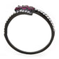 DA324 - IP Black(Ion Plating) Stainless Steel Ring with AAA Grade CZ  in Fuchsia-2