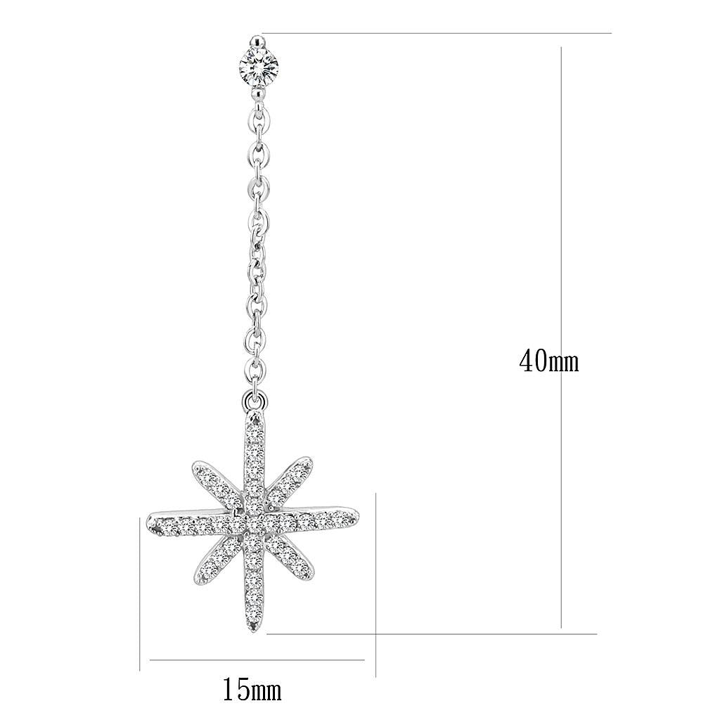 DA329 - No Plating Stainless Steel Earrings with AAA Grade CZ  in Clear-1