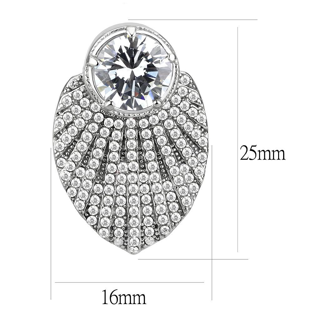 DA331 - No Plating Stainless Steel Earrings with AAA Grade CZ  in Clear-1