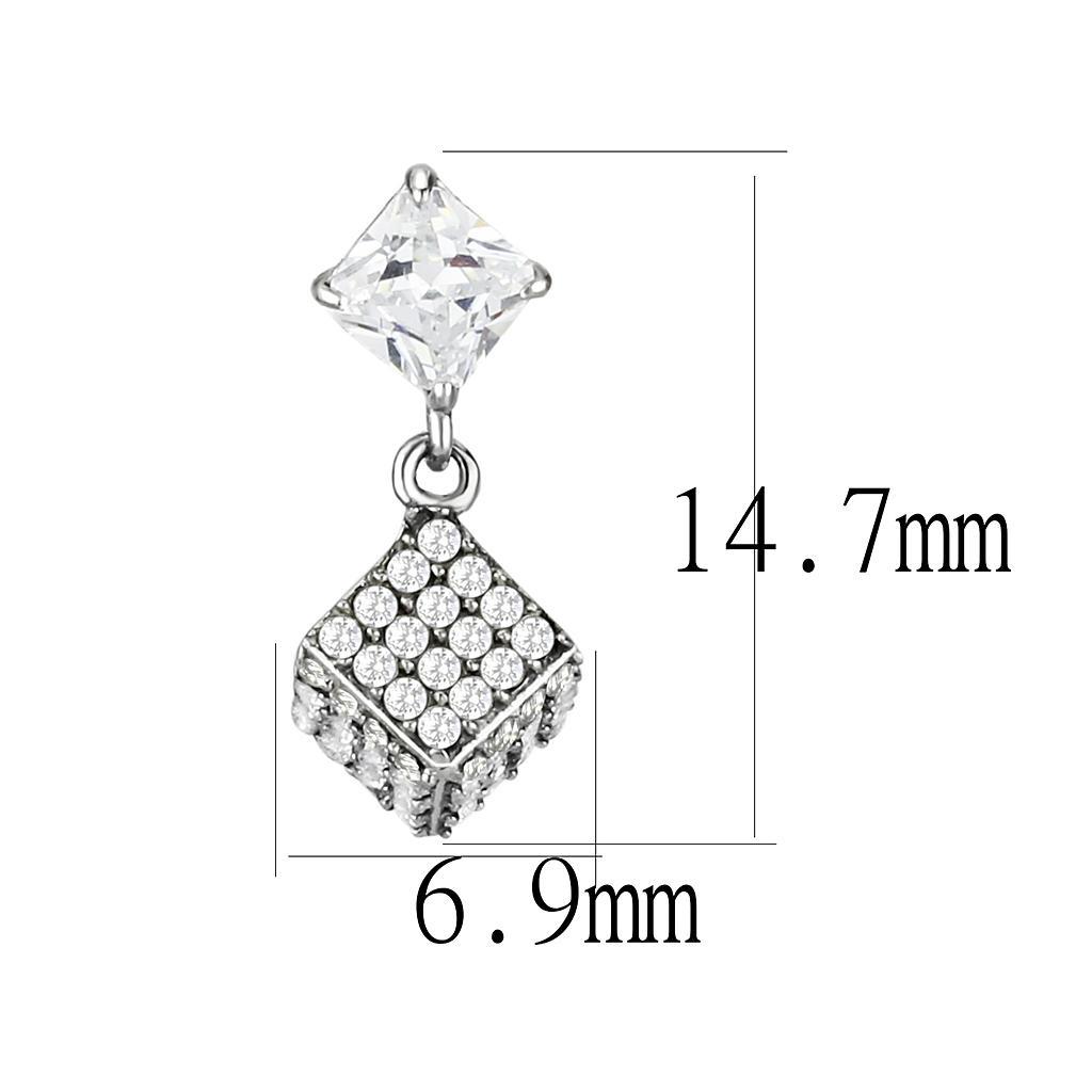 DA332 - No Plating Stainless Steel Earrings with AAA Grade CZ  in Clear-1