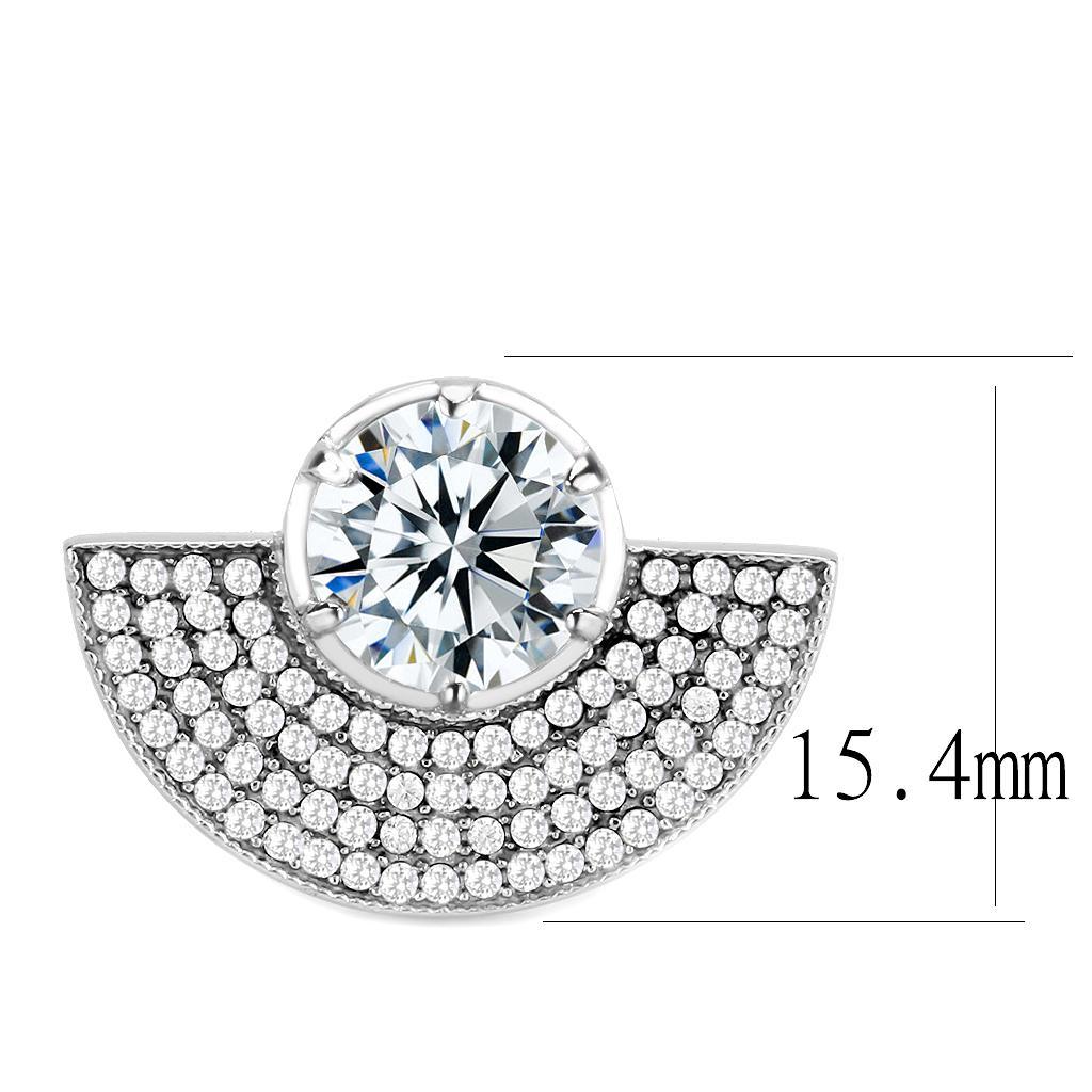 DA336 - No Plating Stainless Steel Ring with AAA Grade CZ  in Clear-1