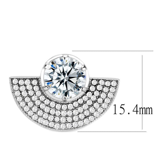 DA336 - No Plating Stainless Steel Ring with AAA Grade CZ  in Clear-1