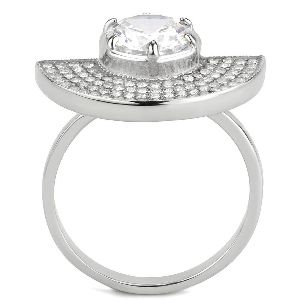 DA336 - No Plating Stainless Steel Ring with AAA Grade CZ  in Clear-2
