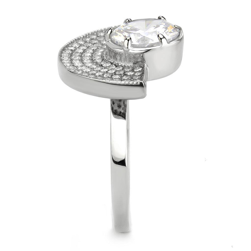 DA336 - No Plating Stainless Steel Ring with AAA Grade CZ  in Clear-3