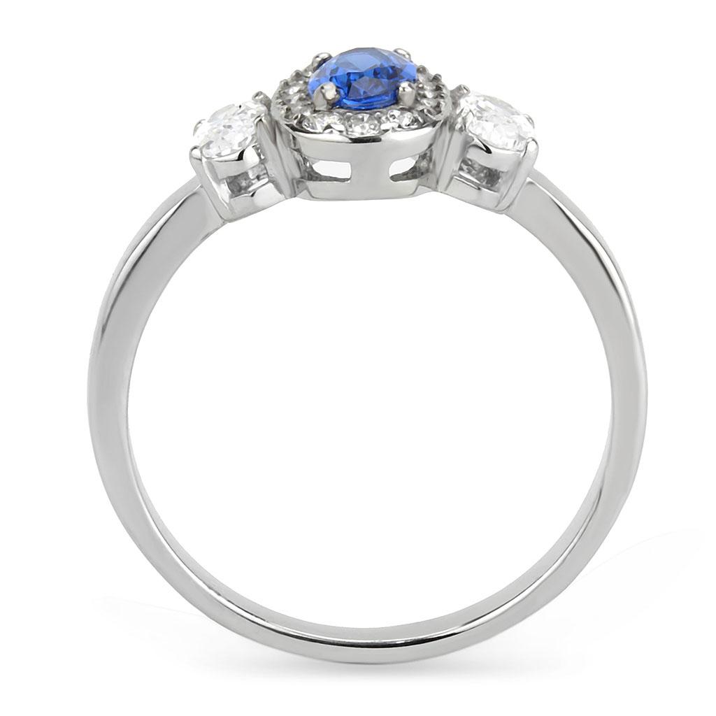 DA337 - No Plating Stainless Steel Ring with Synthetic Spinel in London Blue-2