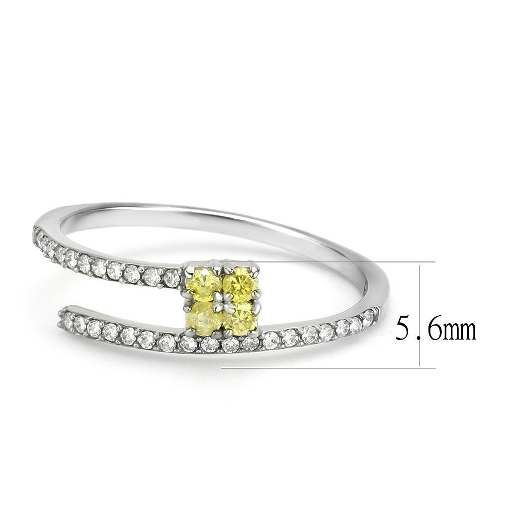 DA338 - No Plating Stainless Steel Ring with AAA Grade CZ  in Topaz-1