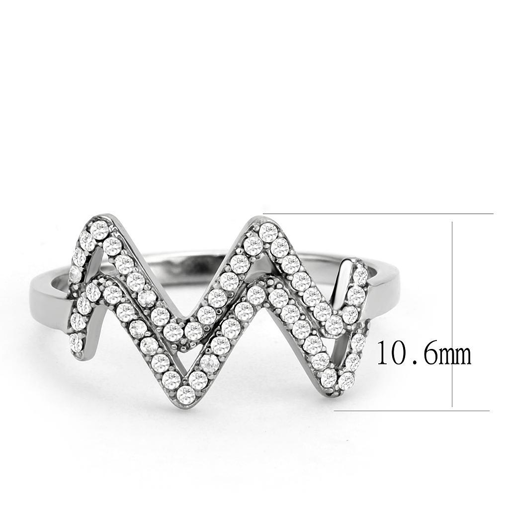 DA339 - No Plating Stainless Steel Ring with AAA Grade CZ  in Clear-1