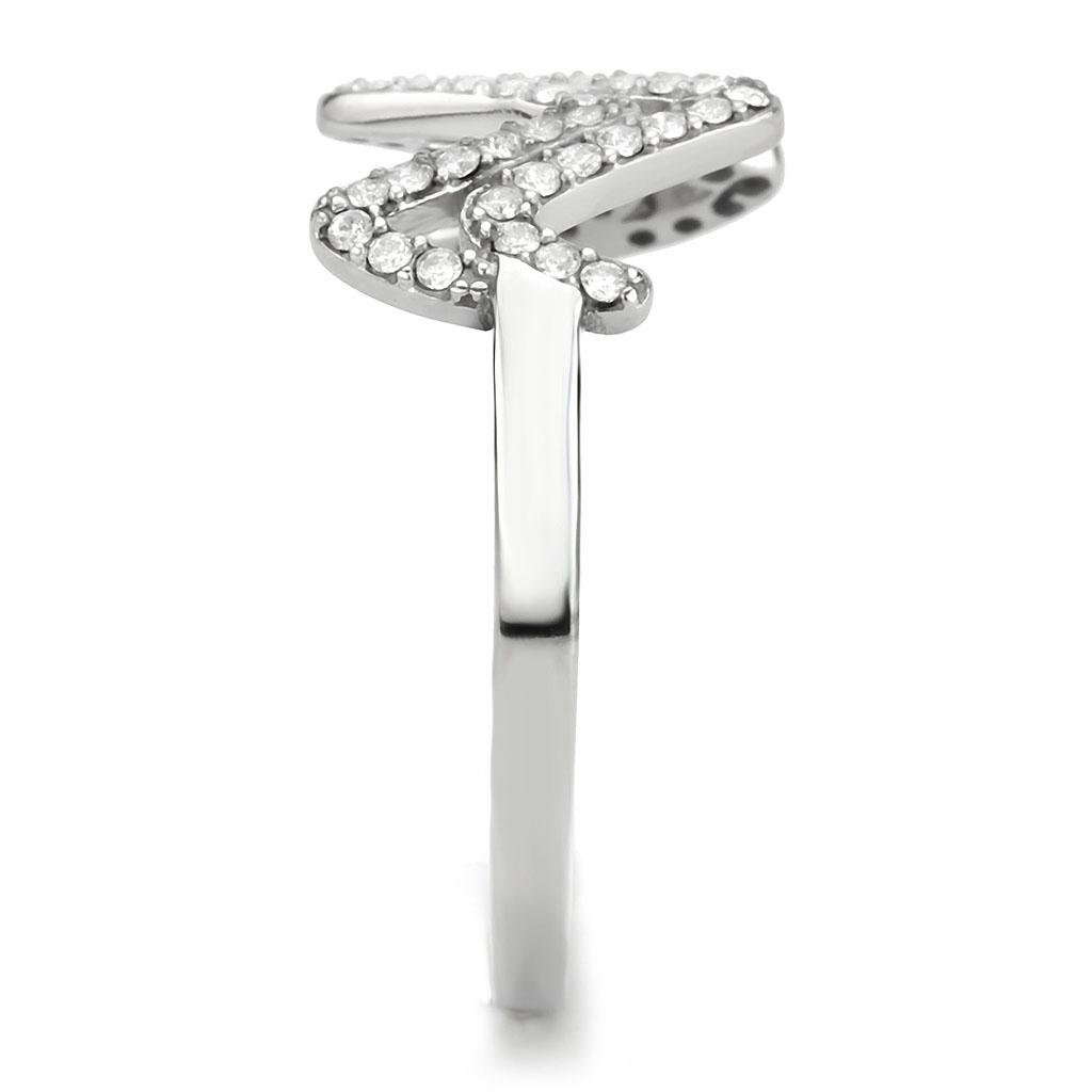 DA339 - No Plating Stainless Steel Ring with AAA Grade CZ  in Clear-3