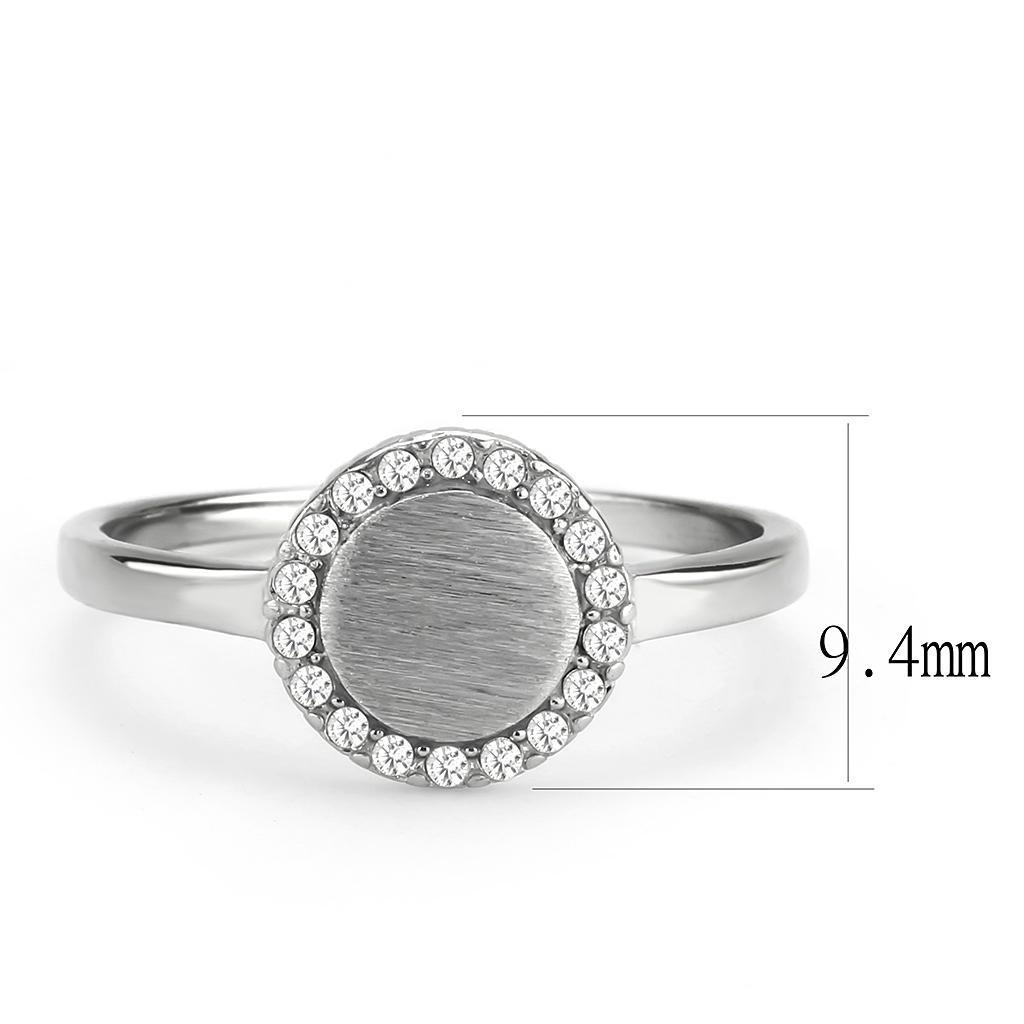DA340 - No Plating Stainless Steel Ring with AAA Grade CZ  in Clear-1