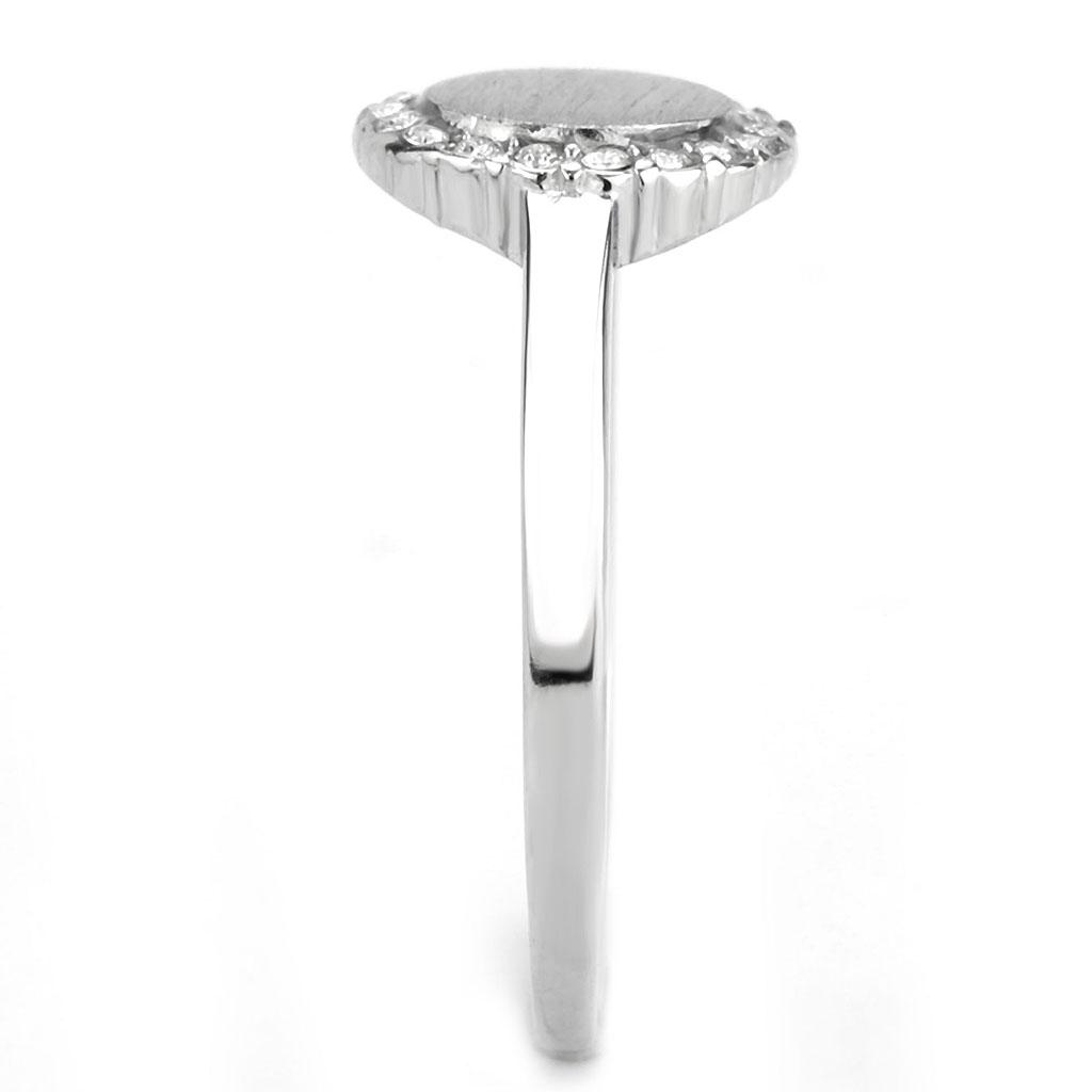 DA340 - No Plating Stainless Steel Ring with AAA Grade CZ  in Clear-3