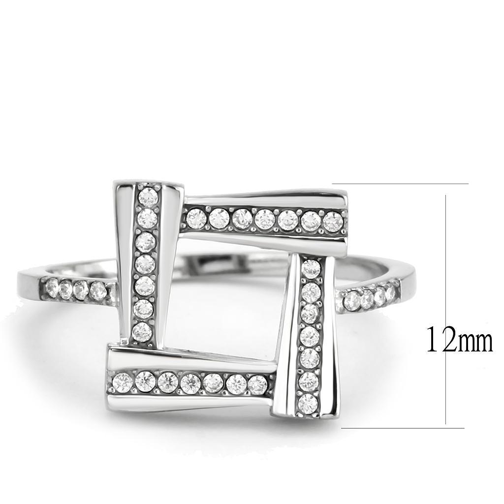 DA341 - No Plating Stainless Steel Ring with AAA Grade CZ  in Clear-1