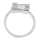 DA341 - No Plating Stainless Steel Ring with AAA Grade CZ  in Clear-2