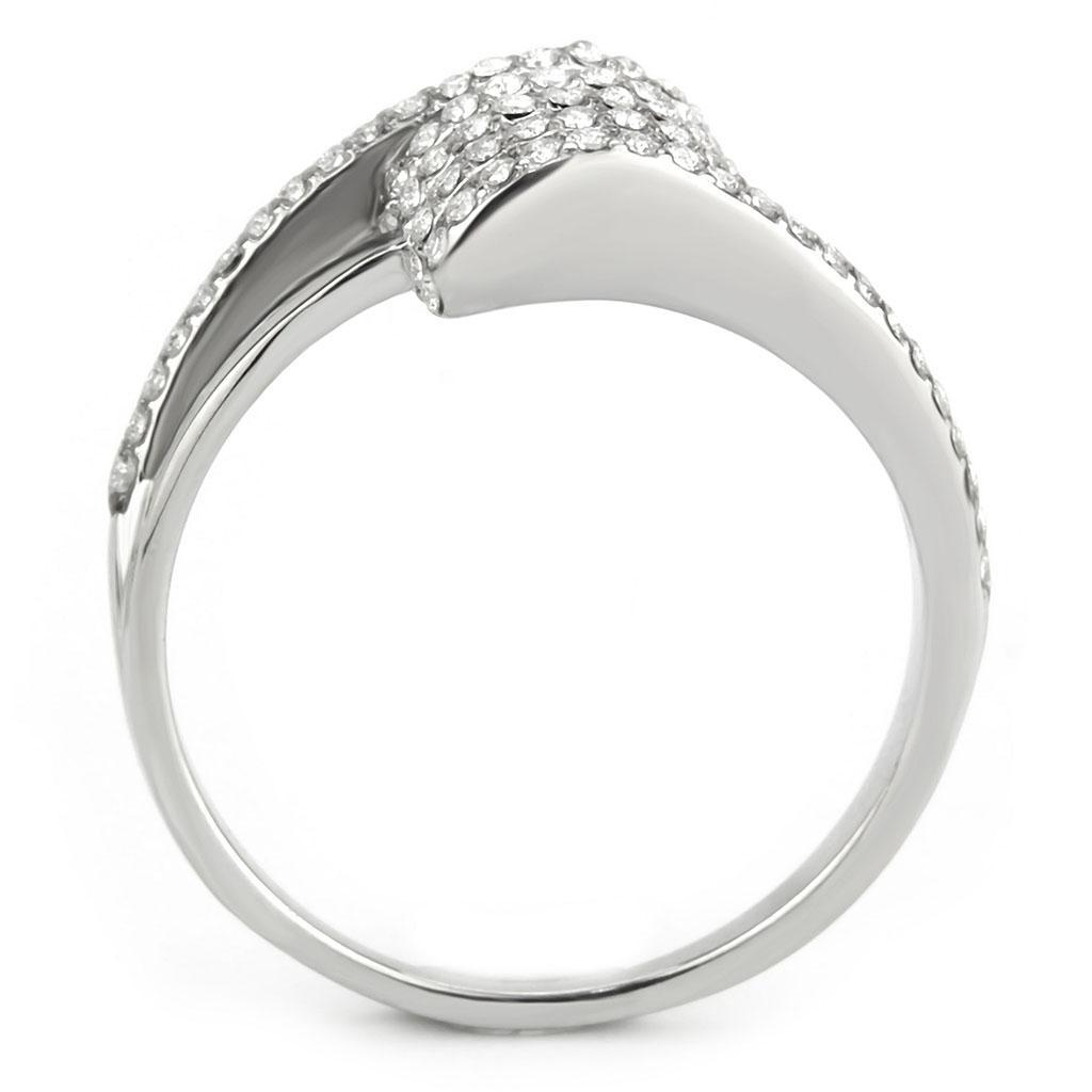 DA342 - No Plating Stainless Steel Ring with AAA Grade CZ  in Clear-2