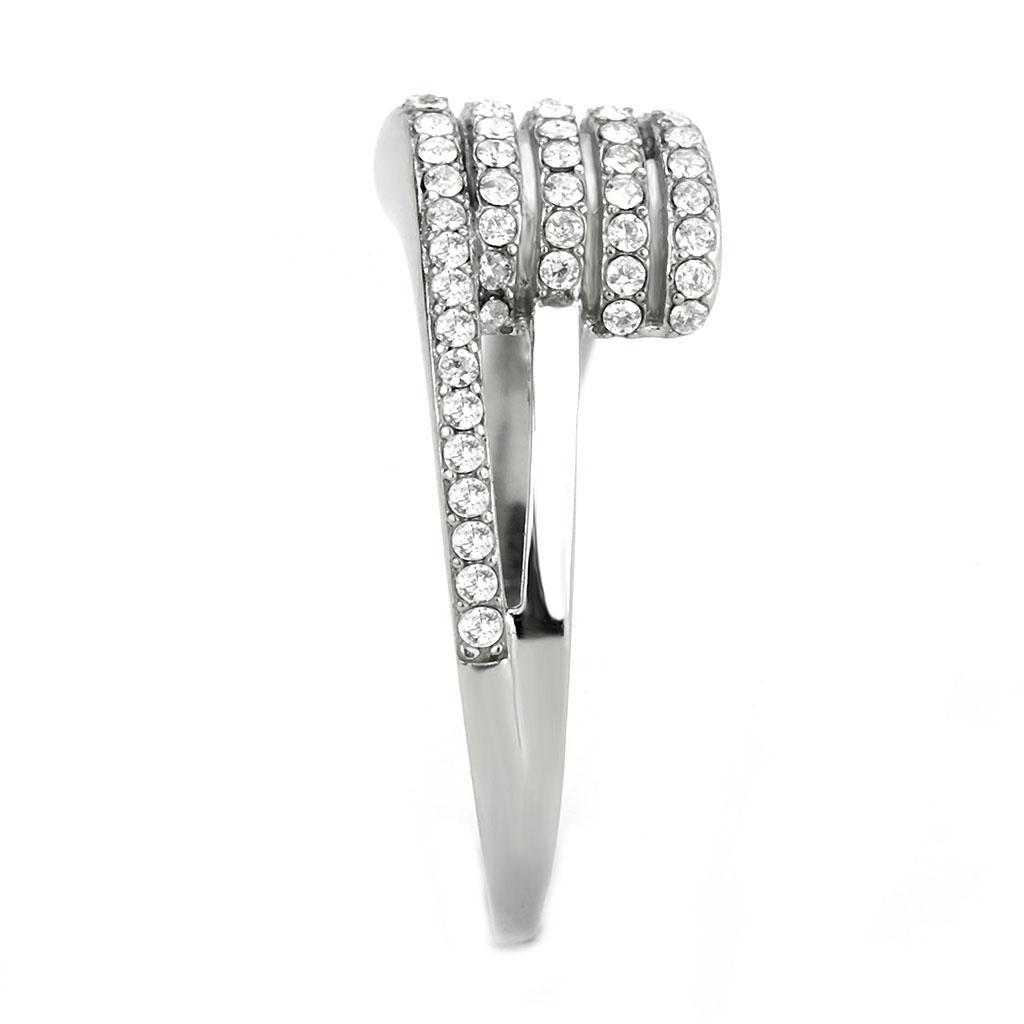 DA342 - No Plating Stainless Steel Ring with AAA Grade CZ  in Clear-3