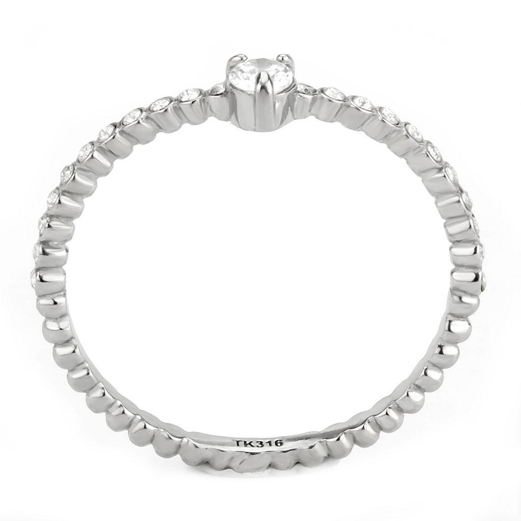 DA343 - No Plating Stainless Steel Ring with AAA Grade CZ  in Clear-2