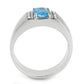 DA344 - No Plating Stainless Steel Ring with Synthetic Synthetic Glass in Sea Blue-2