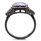 DA346 - IP Black(Ion Plating) Stainless Steel Ring with AAA Grade CZ  in Amethyst-2