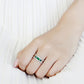 DA348 - High polished (no plating) Stainless Steel Ring with Synthetic Synthetic Glass in Emerald-4