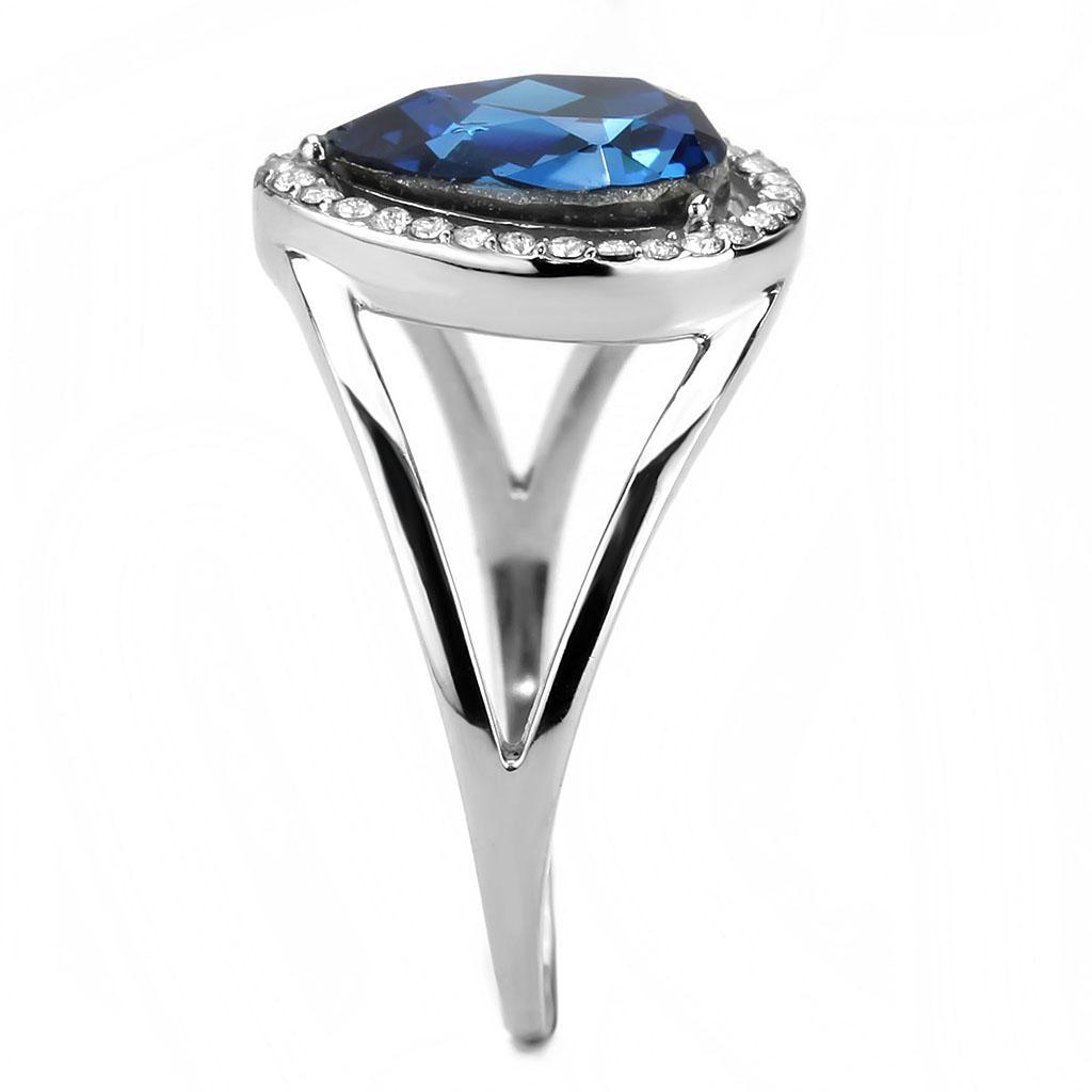 DA349 - High polished (no plating) Stainless Steel Ring with Top Grade Crystal  in Montana-3