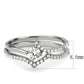 DA350 - High polished (no plating) Stainless Steel Ring with AAA Grade CZ  in Clear-1