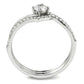 DA350 - High polished (no plating) Stainless Steel Ring with AAA Grade CZ  in Clear-2
