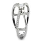 DA351 - High polished (no plating) Stainless Steel Ring with AAA Grade CZ  in Clear-3