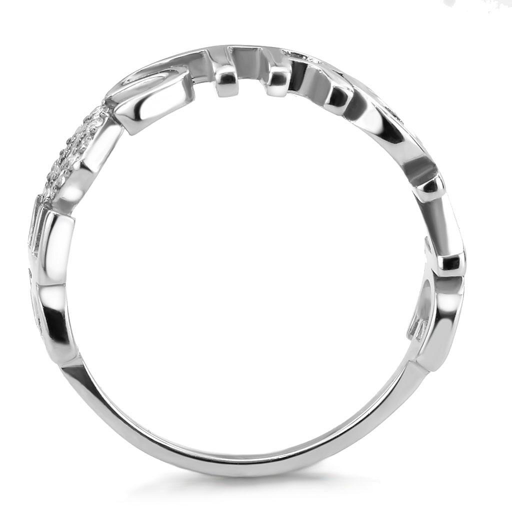 DA356 - High polished (no plating) Stainless Steel Ring with AAA Grade CZ  in Clear-2