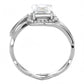 DA357 - High polished (no plating) Stainless Steel Ring with AAA Grade CZ  in Clear-2