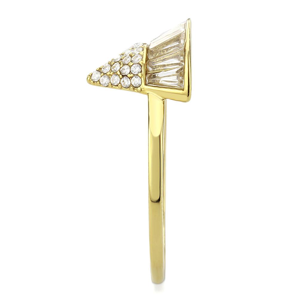 DA359 - IP Gold(Ion Plating) Stainless Steel Ring with AAA Grade CZ  in Clear-3