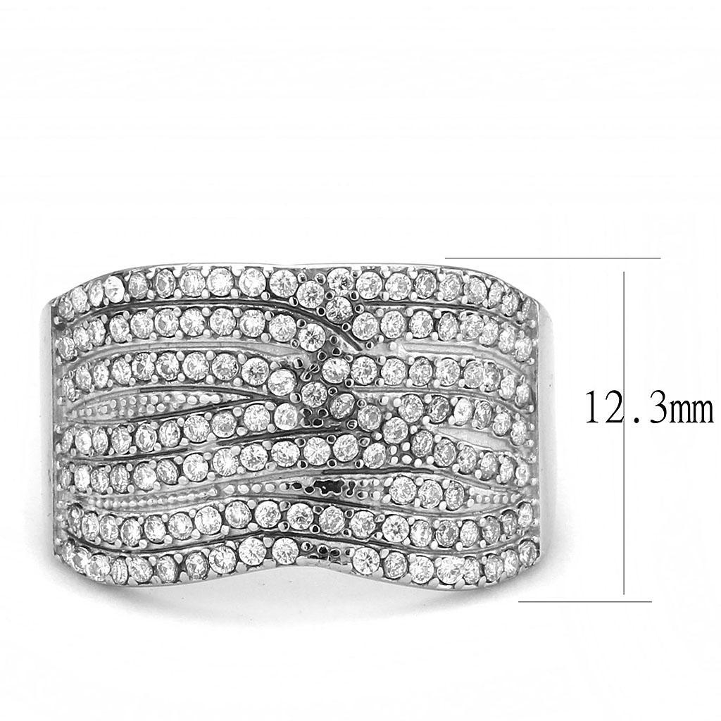 DA362 - High polished (no plating) Stainless Steel Ring with AAA Grade CZ  in Clear-1