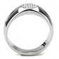 DA367 - High polished (no plating) Stainless Steel Ring with AAA Grade CZ  in Clear-2