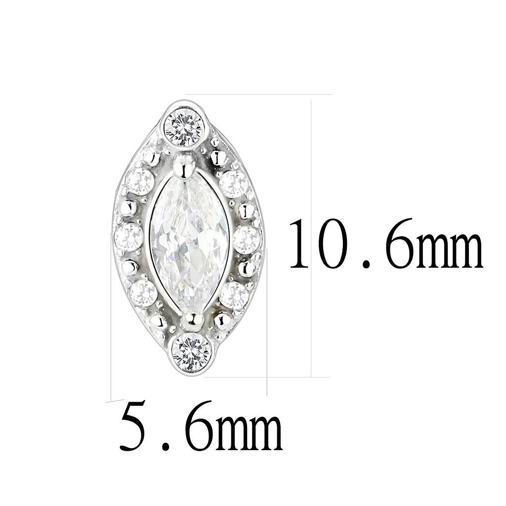 DA368 - High polished (no plating) Stainless Steel Earrings with AAA Grade CZ  in Clear-1