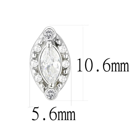 DA368 - High polished (no plating) Stainless Steel Earrings with AAA Grade CZ  in Clear-1
