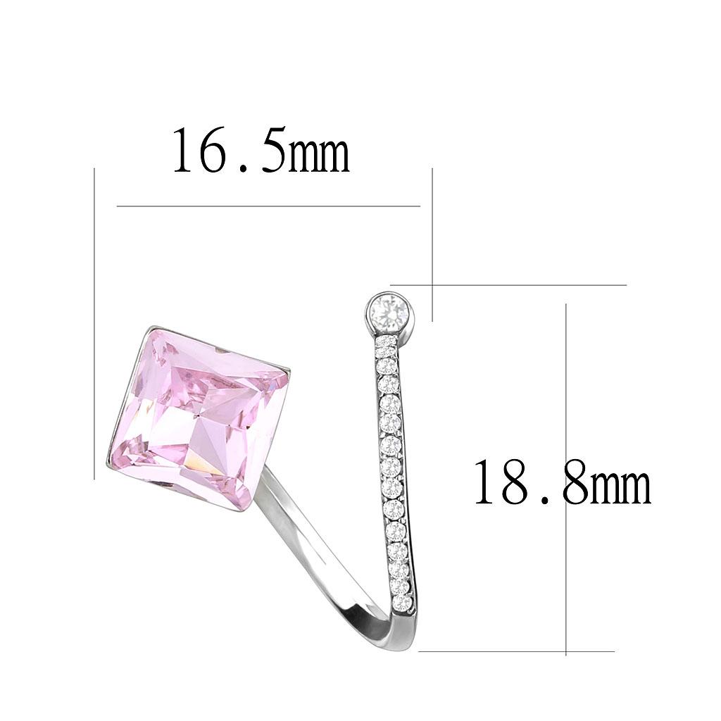 DA377 - High polished (no plating) Stainless Steel Earrings with Top Grade Crystal  in Light Rose-1