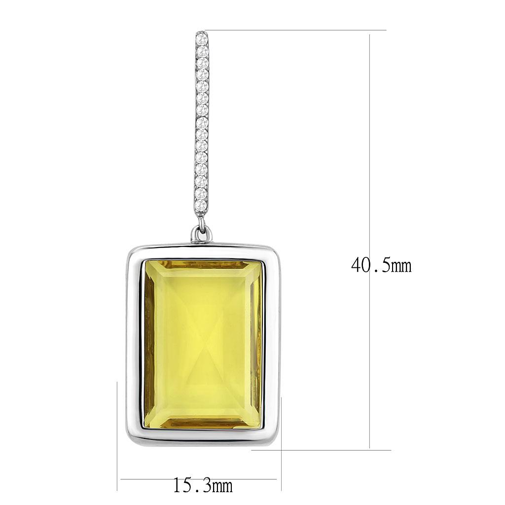 DA378 - High polished (no plating) Stainless Steel Earrings with Top Grade Crystal  in Topaz-1