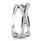 DA381 - High polished (no plating) Stainless Steel Ring with AAA Grade CZ  in Clear-3